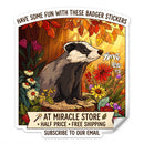 Badger Floral Sticker — Autumn Woodland Kiss-Cut Laptop Decal Printify