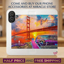 Golden Gate Sunset Convertible Phone Flip Case — Retro Convertible Car Art Printify