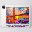 Golden Gate Sunset Convertible Phone Flip Case — Retro Convertible Car Art Printify