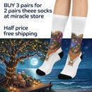 Hot Air Balloon Nightscape Cushioned Crew Socks — Whimsical Travel & Dreamscape Gift Printify