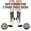 Hot Air Balloon Nightscape Cushioned Crew Socks — Whimsical Travel & Dreamscape Gift Printify