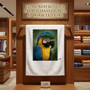 Blue-and-Gold Macaw Hand Towel — Tropical Parrot Kitchen & Bathroom Accent Printify