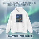 Northern Lights Cabin Hoodie – Cozy Winter Night Aurora Sweatshirt Printify