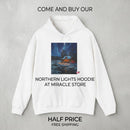Northern Lights Cabin Hoodie – Cozy Winter Night Aurora Sweatshirt Printify