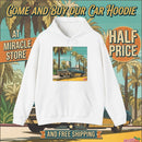 Retro Palm Beach Hoodie – Vintage Convertible Car Sunset Graphic Printify