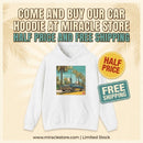 Retro Palm Beach Hoodie – Vintage Convertible Car Sunset Graphic Printify