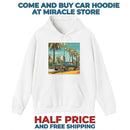Retro Palm Beach Hoodie – Vintage Convertible Car Sunset Graphic Printify