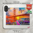 Golden Gate Sunset Convertible Phone Flip Case — Retro Convertible Car Art Printify