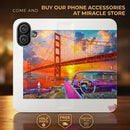 Golden Gate Sunset Convertible Phone Flip Case — Retro Convertible Car Art Printify