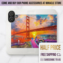 Golden Gate Sunset Convertible Phone Flip Case — Retro Convertible Car Art Printify
