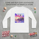Youth Long Sleeve Tee — Colorful Lighthouse Sunset Graphic Printify