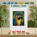 Blue-and-Gold Macaw Hand Towel — Tropical Parrot Kitchen & Bathroom Accent Printify