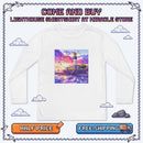 Youth Long Sleeve Tee — Colorful Lighthouse Sunset Graphic Printify