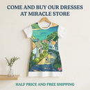 Coastal Village Scenic T‑Shirt Dress — Sea View Illustration AOP Printify