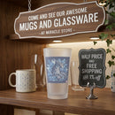 Frosted 16oz Pint Glass — Blue Floral Leopard Design Printify