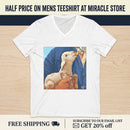 Lamb Bottle-Feeding V-Neck Tee — Cute Farm Animal Lover Shirt Printify