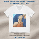 Lamb Bottle-Feeding V-Neck Tee — Cute Farm Animal Lover Shirt Printify