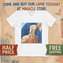 Lamb Bottle-Feeding V-Neck Tee — Cute Farm Animal Lover Shirt