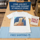 Lamb Bottle-Feeding V-Neck Tee — Cute Farm Animal Lover Shirt