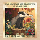 Badger Floral Sticker — Autumn Woodland Kiss-Cut Laptop Decal Printify