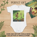 Jungle Adventure Baby Bodysuit — Playful Mowgli and Kaa Illustration Printify
