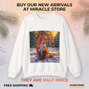 Fox Winter Crewneck Sweatshirt — Sunset Forest Fox Graphic Printify
