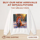 Fox Winter Crewneck Sweatshirt — Sunset Forest Fox Graphic Printify