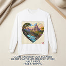 Heart Castle Sweatshirt — Scenic Fantasy Landscape Crewneck Printify