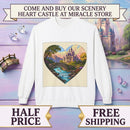 Heart Castle Sweatshirt — Scenic Fantasy Landscape Crewneck Printify