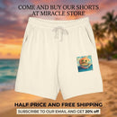 Sunset Smiley Pocket Sweatshorts — Lightweight Garment-Dyed Fleece Printify