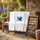 Raven Sky Sherpa Fleece Blanket — Cozy Blue Crow Design Printify