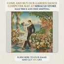 Romantic Garden Dance PU Leather Mouse Mat — Vintage Couple Floral Desk Mousepad Printify