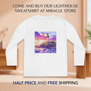 Youth Long Sleeve Tee — Colorful Lighthouse Sunset Graphic Printify