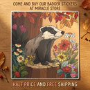 Badger Floral Sticker — Autumn Woodland Kiss-Cut Laptop Decal Printify