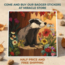 Badger Floral Sticker — Autumn Woodland Kiss-Cut Laptop Decal Printify