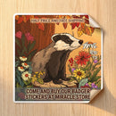 Badger Floral Sticker — Autumn Woodland Kiss-Cut Laptop Decal Printify