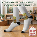 Autumn Harvest Sublimation Socks — Pumpkin & Leaves Crew Socks Printify