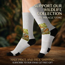 Autumn Harvest Sublimation Socks — Pumpkin & Leaves Crew Socks Printify
