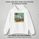 Retro Palm Beach Hoodie – Vintage Convertible Car Sunset Graphic Printify