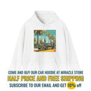 Retro Palm Beach Hoodie – Vintage Convertible Car Sunset Graphic Printify