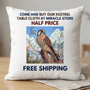 Kestrel Meadow Tablecloth — Bird Illustration Square Table Cover Printify