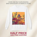 Bird on Branch Crewneck Sweatshirt — Colorful Songbird Art Pullover Printify