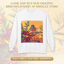 Bird on Branch Crewneck Sweatshirt — Colorful Songbird Art Pullover Printify