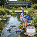 Decorative Duck Pillow Cover — Blue Delft Goose Garden Accent Printify