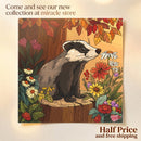 Badger Floral Sticker — Autumn Woodland Kiss-Cut Laptop Decal Printify