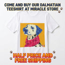 Dalmatian Pixel Art Tee — Cute Blue-Accented Dog Graphic Shirt Printify