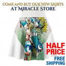 Fantasy Anime Skater Skirt — Whimsical Girl with Birds AOP Printify