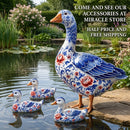 Decorative Duck Pillow Cover — Blue Delft Goose Garden Accent Printify