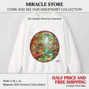 Crewneck Sweatshirt — Serene Asian Garden Window Scene Printify