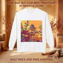Bird on Branch Crewneck Sweatshirt — Colorful Songbird Art Pullover Printify